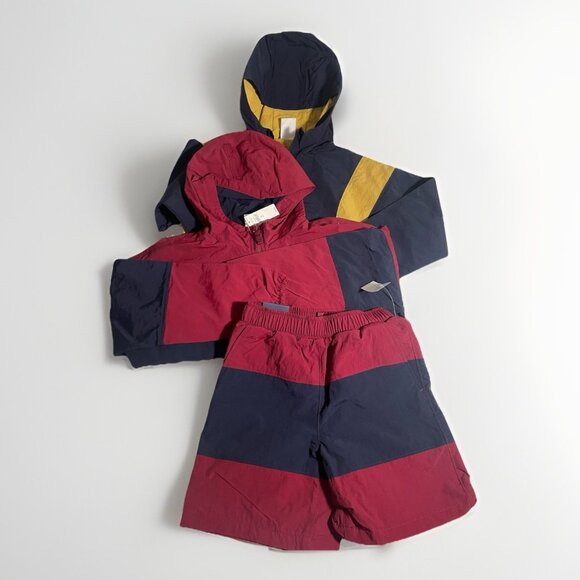 NWT GAP 3PC OUTERWEAR SET SZ SMALL 6-7 Anorak Pullover Hoodie “3/4 Zip & Shorts - Picture 2 of 14